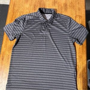 Oakley Black and Gray Striped Polo Shirt